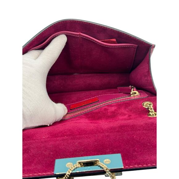 Rockstud Demilune small cross body bag In Camelia Red - Picture 12 of 16